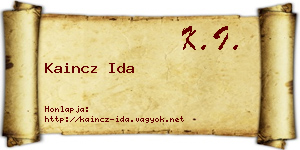 Kaincz Ida névjegykártya
